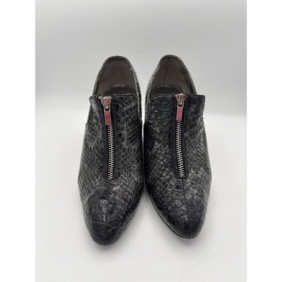 Bijou New York Womens Black Snakeskin Pattern Heeled Ankle Boots Size 7.5 With F - Picture 1 of 6